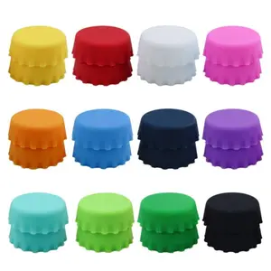 24pcs Silicone Bottle Caps Reusable Drink Protector Beer Lids for Home Brewing Soft Drinks Wine Bottles Soda Kitchen Tools Random Colors