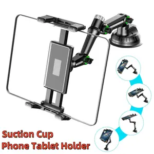 360° Rotating Heavy Duty Tablet Holder for Car Truck SUV Sedan Coupe Dashboard, Windshield Super Suction Cup Mount Holder Phone & Tablet Holder Long Arm & Stable, Universal Fits for iPhone iPad Samsung Galaxy