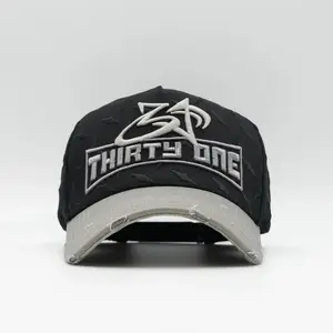 THIRTYONE HATS STEELHEAD Black Camo Snapback Hat with Silver Logo and Adjustable Back