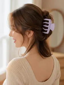 Large 10.5cm Hair Claw, Elegant Cream Glossy Pumpkin Shark Clip, All-Season Bright Color, Casual Vacation Accessory, Perfect Gift
