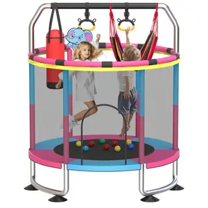 #Summervibes，G TALECO GEAR 5 FT Indoor Trampoline for Kids 3-6, Outdoor Toddler Trampoline with Enclosure Net and Toys, 440lbs