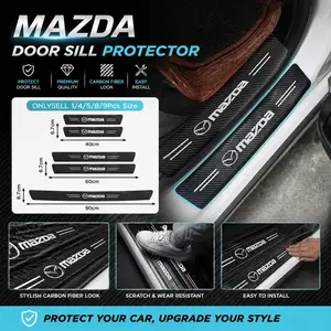 1/4/5Pcs Car universal door sill sticker trunk guard sticker car rear bumper decoration anti-kick and anti-scratch protection strip 3D carbon fiber pattern protective film suitable for Mazda 2 3 6 5 Demio CX3 CX4 CX5 CX-4 CX-5 CX7 CX30 MX3 MX5 MS Speed ​​