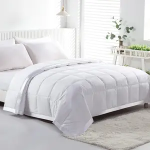 Lightweight Down  Fibers Blanket, Summer Cooling Down  Fibers Comforter  Size, Ultra-Soft Breathable Thin Bed Quilt Duvet with Satin Trim(, Cream White)