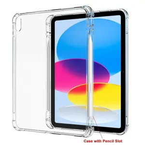 Clear Crystal Pen Holder Shockproof Air-bag Case for IPad Air Pro 13 11 2024 12.9 10 8 7 6 Air Mini 5 4 3 2 1 Soft Silicon Cover
