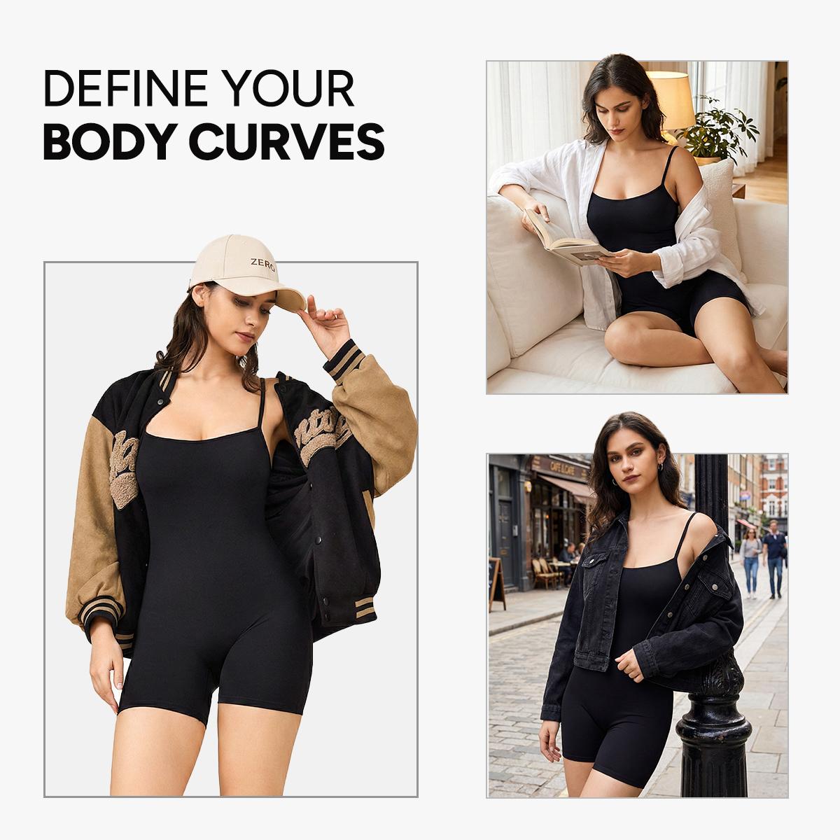 Nebility Women's Bodysuit Shapewear Full Body Stretchy Basic Jumpsuit Sleeveless Compression Fashionable Womenswear