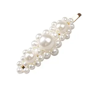 French style pearl hair clip for women, Korean headwear, side BB clip, cute Korean version hairpin, simple duckbill clip