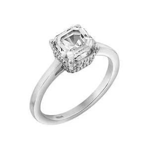 Radiance by Absolute™ 3.12ctw Asscher and Pavé Gallery Solitaire Ring