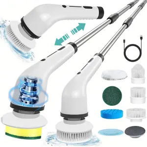 8-in-1 Long Handled Retractable Electric Mop Scrubber Cordless Electric Cleaning Brush for Kitchen & Car Plastic Spin Scrubber