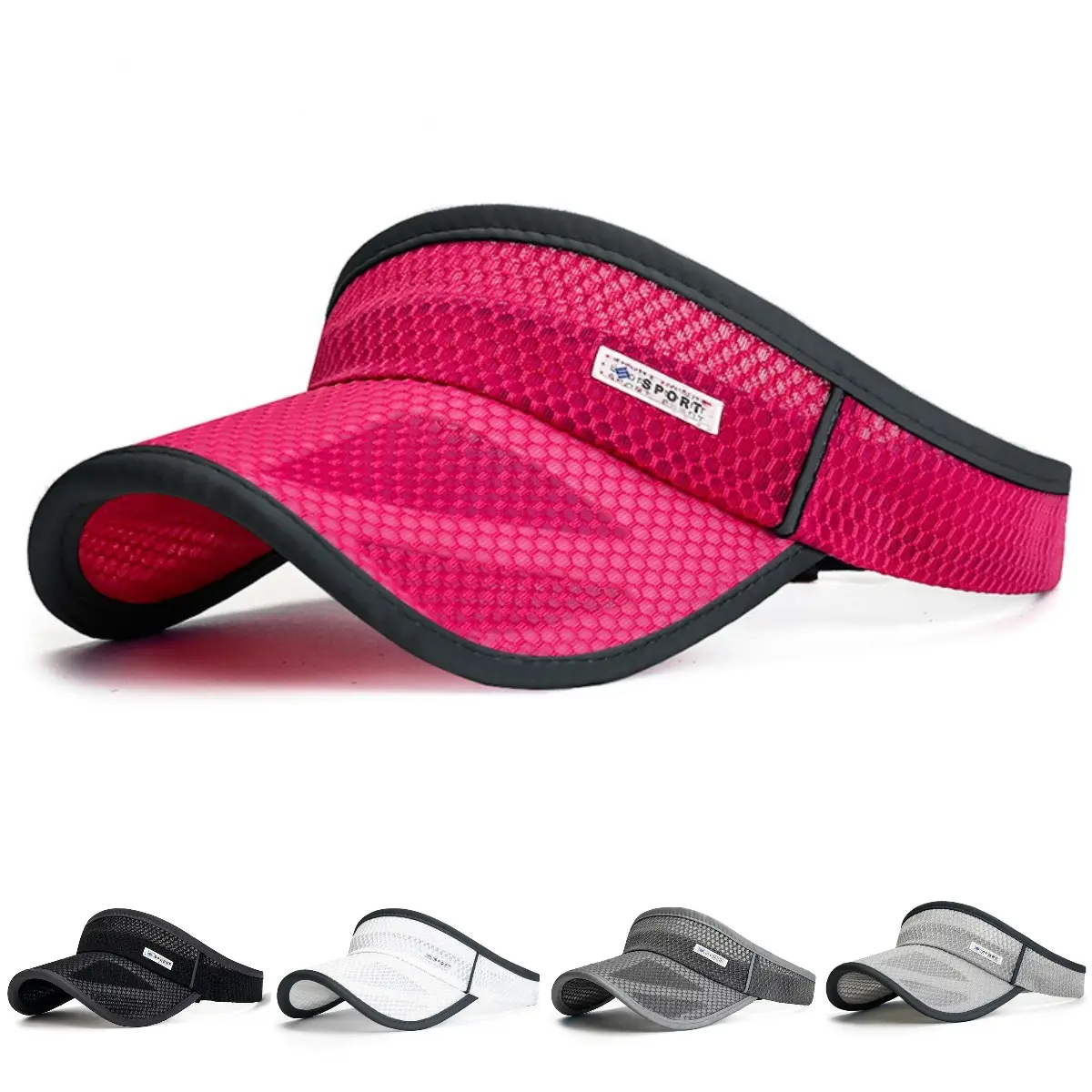 2-Pack Unisex Mesh Fabric Sun Visor, Lightweight Breathable Quick-Dry Sports Hat for Outdoor Sport, Running/Golf/Hike