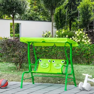 2-Seater Patio Canopy Swing Glider - Outdoor Furniture with Adjustable Protective Canopy, Secure Seat Belts for Worry-Free Outdoor Memory-Making