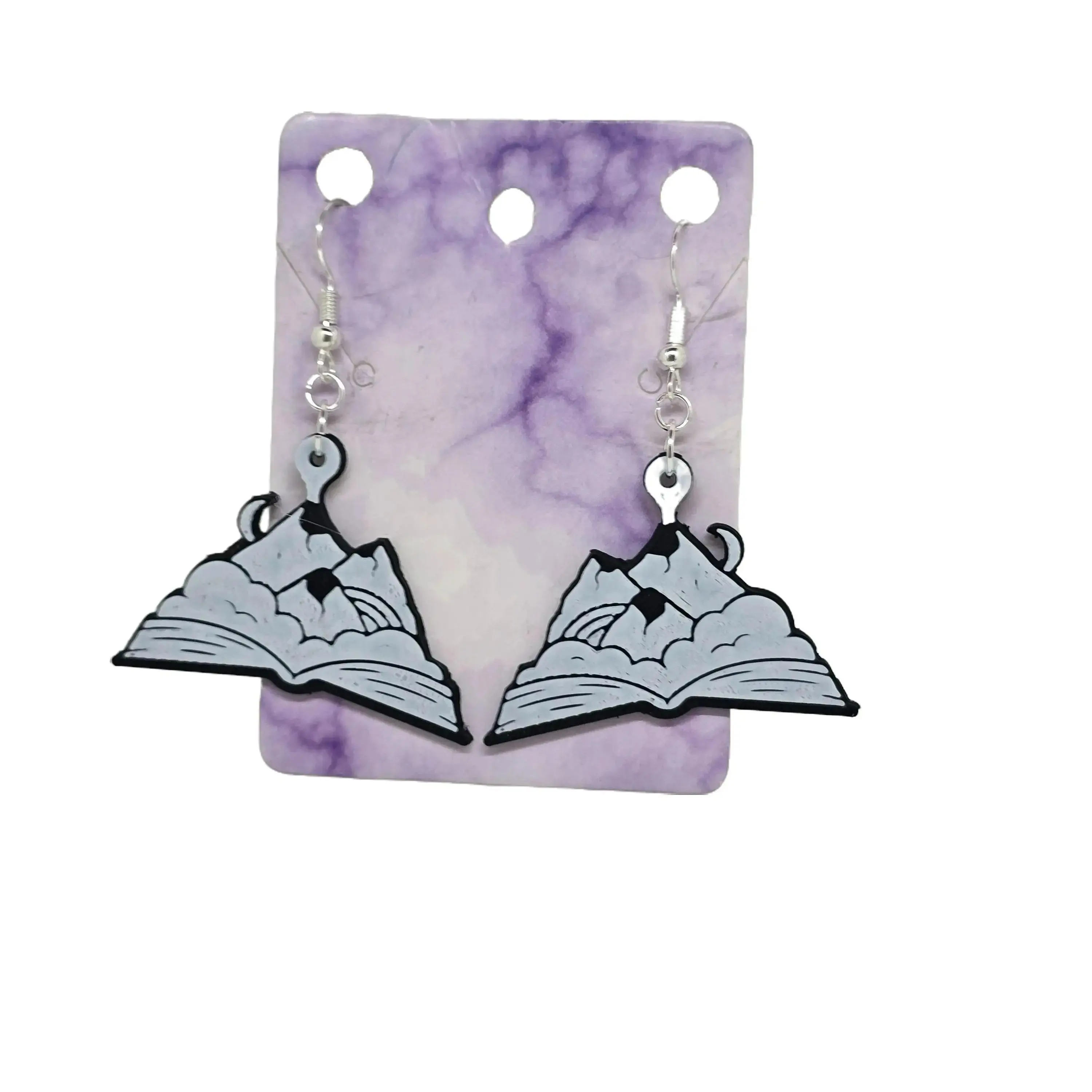 Mountain on a Book - 3D Printed Earrings