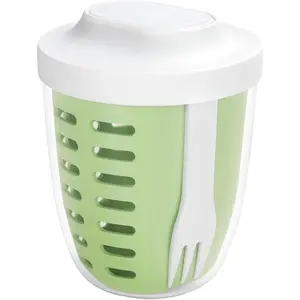 Portable Picnic Party Fruit Salad Storage Cup with  & Fork, 20 Oz Fruits Storage Container for Fridge, Leak-Proof, Keep Fruit