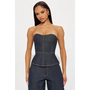 Premium Selvedge Denim Bustier Top - Dark Denim