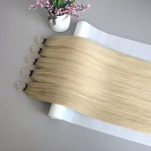 Three Generations No Fold Head Feather Hair Extensions Bleached 9 Degree Color Platinum Seamless Hair Extensions No Broken Hair Micro Braided Long Straight Hair