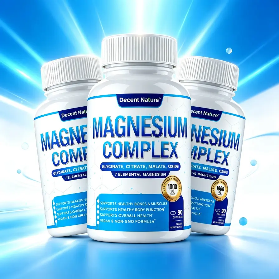 Magnesium Complex 1000mg Made with 7 Elemental Magnesium Gentle On Stomach Support Mood Sleep Muscle Heart Health 90 Capsules