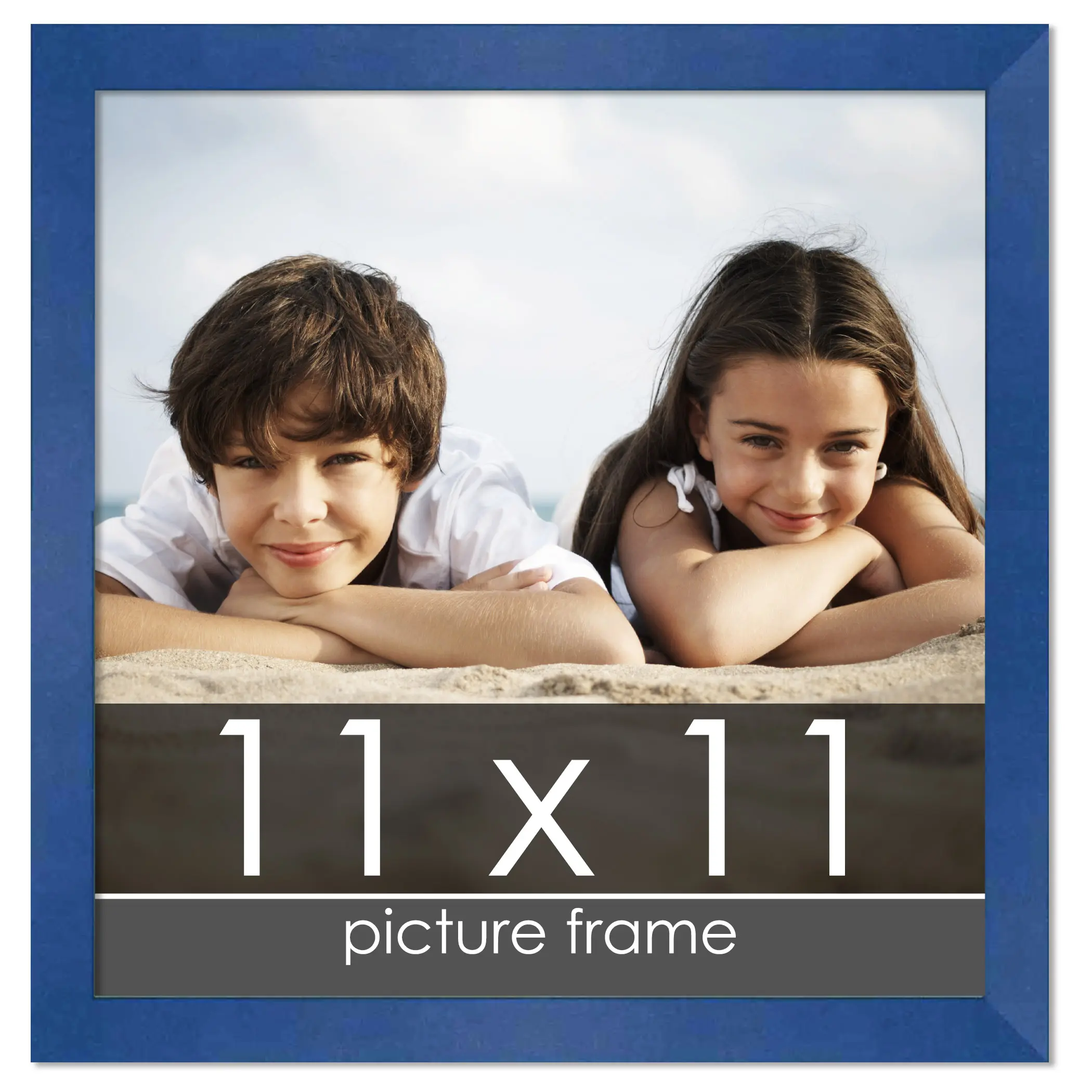 11x11 Classic Modern Blue Picture Frame - UV Acrylic, Foam Board Backing, Hanging Hardware