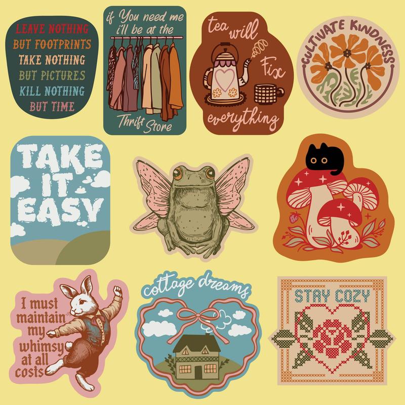 Cottagecore Sticker Extra Large Stickers for Adults Funny Adhesives with Memes Funny Stickers with Colorful Graphic Decals Funny Camping  Multi