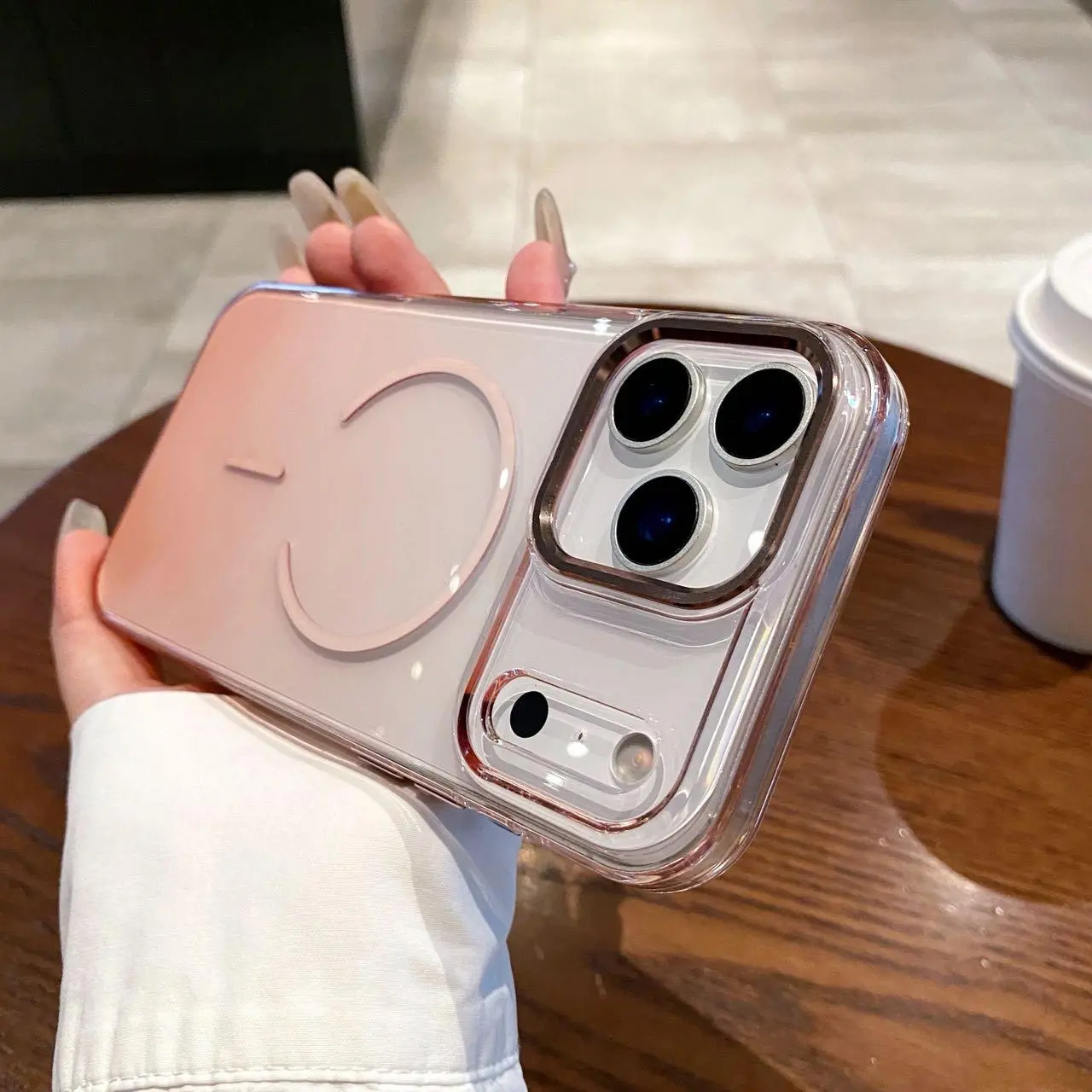 Gradient Transparent Magnetic TPU Smartphone Casing - Protective, Shockproof, Scratch Resistant, Strong Magnet, Metal Lens Protection for iPhone 17/16/15/14 Pro Max Smartphone, Handheld Cellphone Devices Accessories#DealsForYouDays, Cover