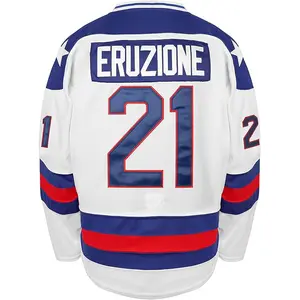 【FallFreshness】1980 Olympic Team 17 O'Callahan 21 Eruzione 30 Craig Miracle On Ice Hockey Jersey White Blue Red Stripes Christmas festival Gifts
