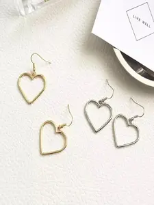 Heart Shaped Hollow Out Design Dangle Earrings, Fashionable Jewelry for Women, Trendy All-match & Exquisite Jewelry for Birthday Gift