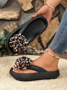 New Summer Leopard Print Floral Sandals for Women, Soft Comfortable Flip Flops, Indoor & Outdoor Fashion, Simple Style