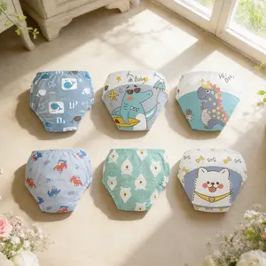6pcs Cute Animal Pattern Baby Training Pants, All Seasons Use, Washable Cloth Diapers, Comfortable Underwear for 0-3 Years Old Babies