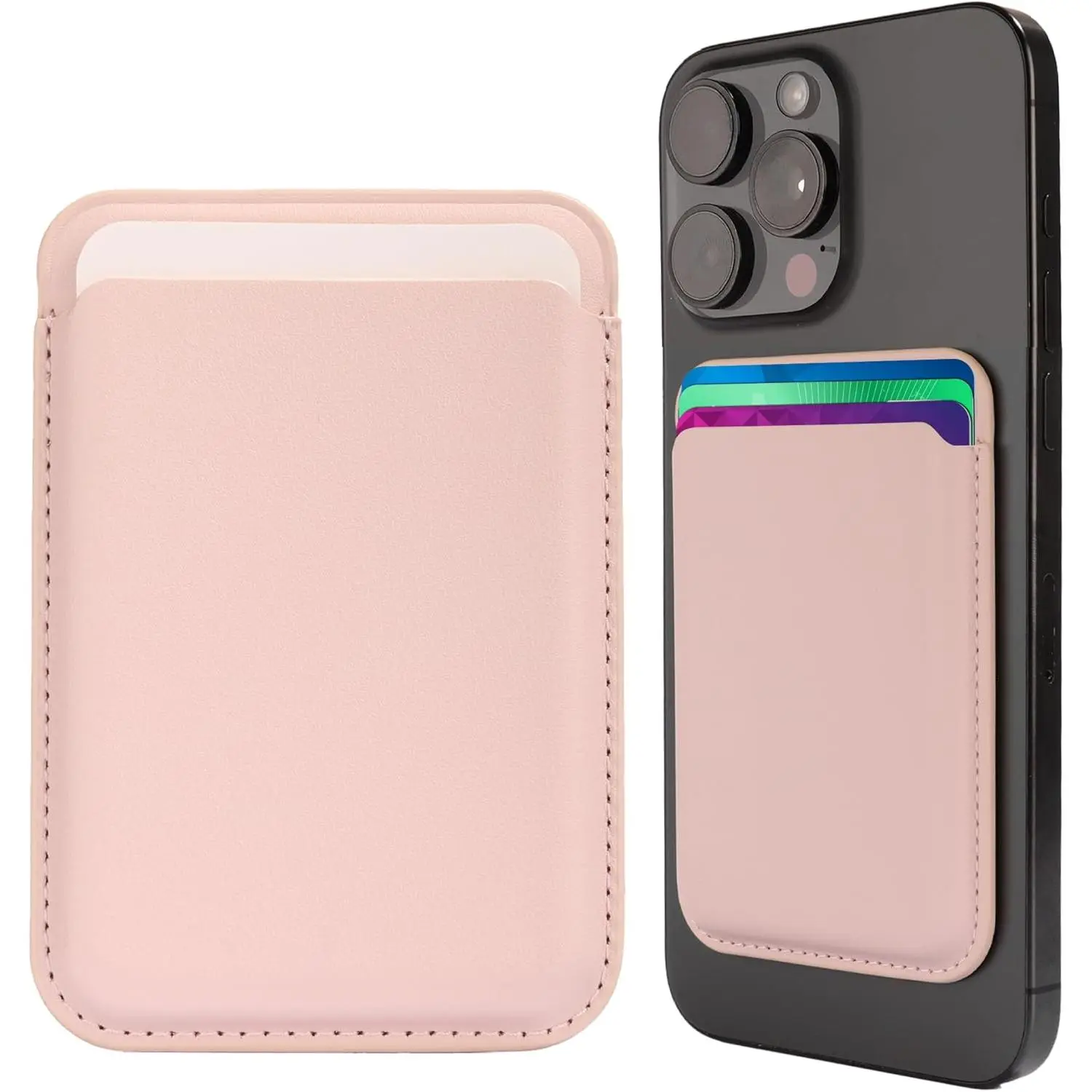 Phone Cases for Leather Magnetic Card Holder Wallet for Travel, Work with 17 16 15 14 13 12 Pro Max Plus  Or Shopping - Slim & Minimalist Magnetic Wallet with Strong Hold & Scratch-Resistant Design- Magnet Card Holder Keeps Cards Safe & Easy to Access