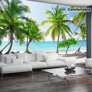 Beach Tapestry Coconut Tree Backdrop Seaside Theme Wall Hanging Photography Background Coastal Decor for Living Room Bedroom Indoor Outdoor Home Decoration