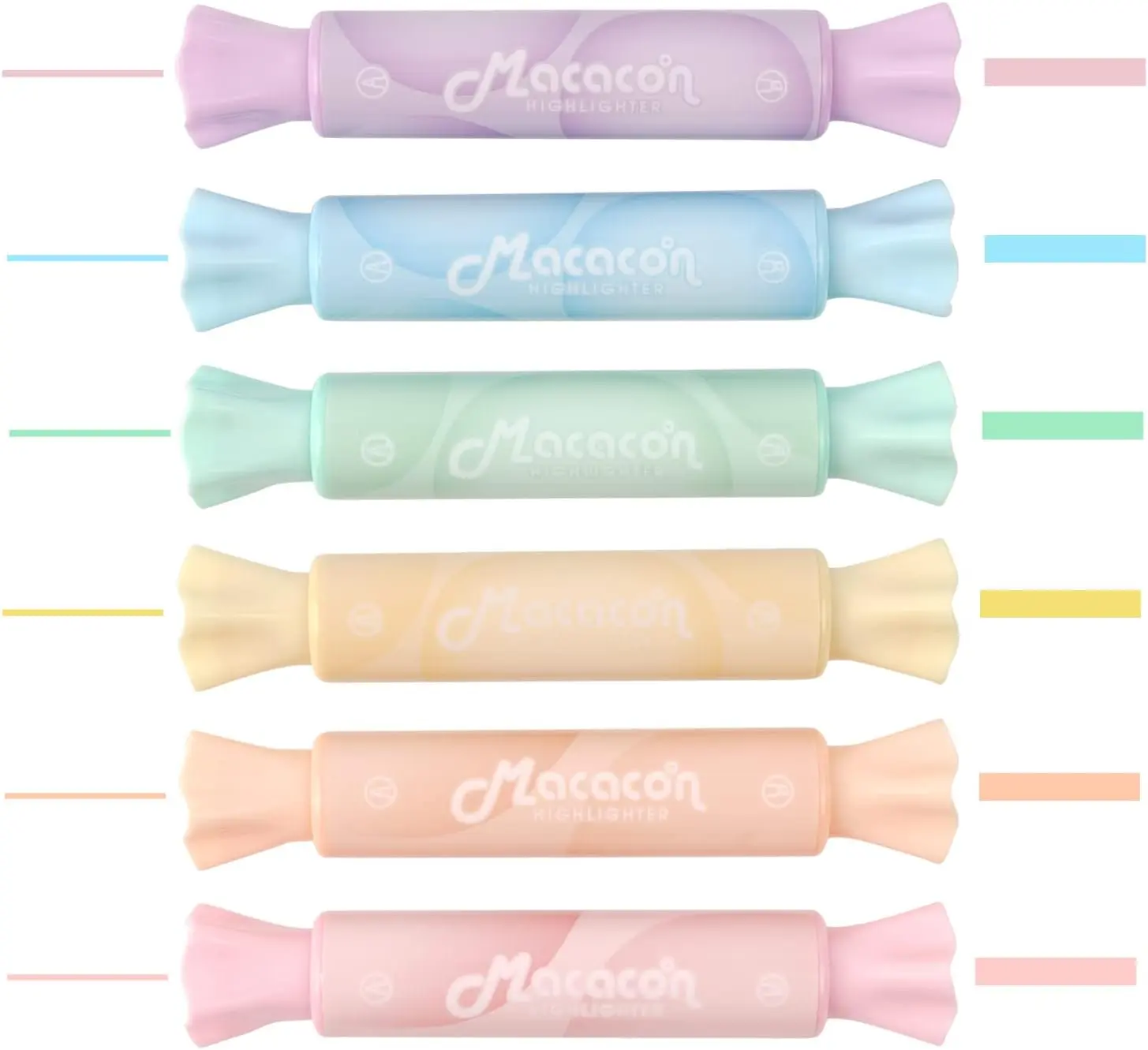 Candy Shape Highlighters, Assorted colors,Chisel Tip,Water Based,Quick Dry& Write Smoothly 6 Macaron Colors (CANDY HIGHLIGHTER)