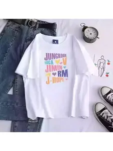 Kpop Printed Men's And Women's T Shirt Jungkook Jimin V J-Hope Rm Jin Short-Sleeved Casual Fashion Top Quality T-Shirt