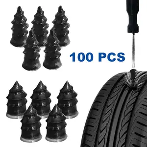 100PCS Tire Plug Kit with Screwdriver, Rubber Flat Tire Repair Kit for Fast Repair of Tire Punctures, Durable Car Tire Repair Kit Self-Service Repair Nails for Car Motorcycle Truck