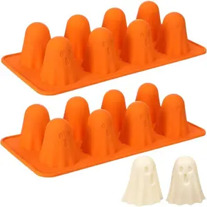 LemonRoad 2 Pcs Ghost Silicone Mold 3D Ghost Chocolate Candy Halloween Silicone Molds for Jelly, Chocolate, Gummy Candy