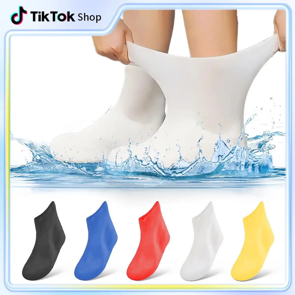 Reusable Latex Rain Shoes in Blue Black Red Neoprene Rubber Waterproof Cover for Rainy Days Protect Your Shoes from Pollution Stay Dry in Style