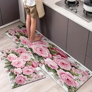 1pc Soft Outdoor Rug/Flowers Print Kitchen Rug/Non-Slip Kitchen Rugs Set/Runner Rug/Bedside Rug/Carpet for Living Room/Valentine's Day and Mother's Day Carpet For Farmhouse Kitchen Home Office Sink Laundry