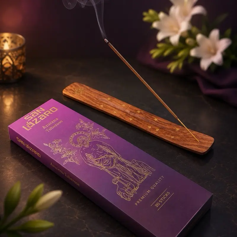 San Lázaro Tuberose Incense Sticks, Home Fragrance with Calming Aroma and Long-Lasting Scent