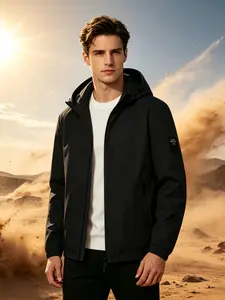 Men's Fall Winter Zipper Jacket, Long Sleeve Loose-Fit Casual Coat, Multi-Pocket Utility Style, Practical Christmas Pattern Outerwear
