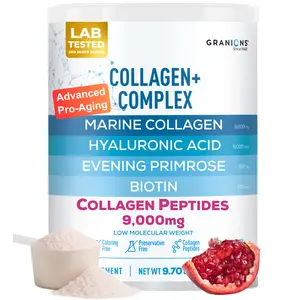 Marine Collagen Powder – 9g Hydrolyzed Collagen, Biotin, Hyaluronic Acid, Vitamin C & Antioxidants – Pomegranate 9.7oz