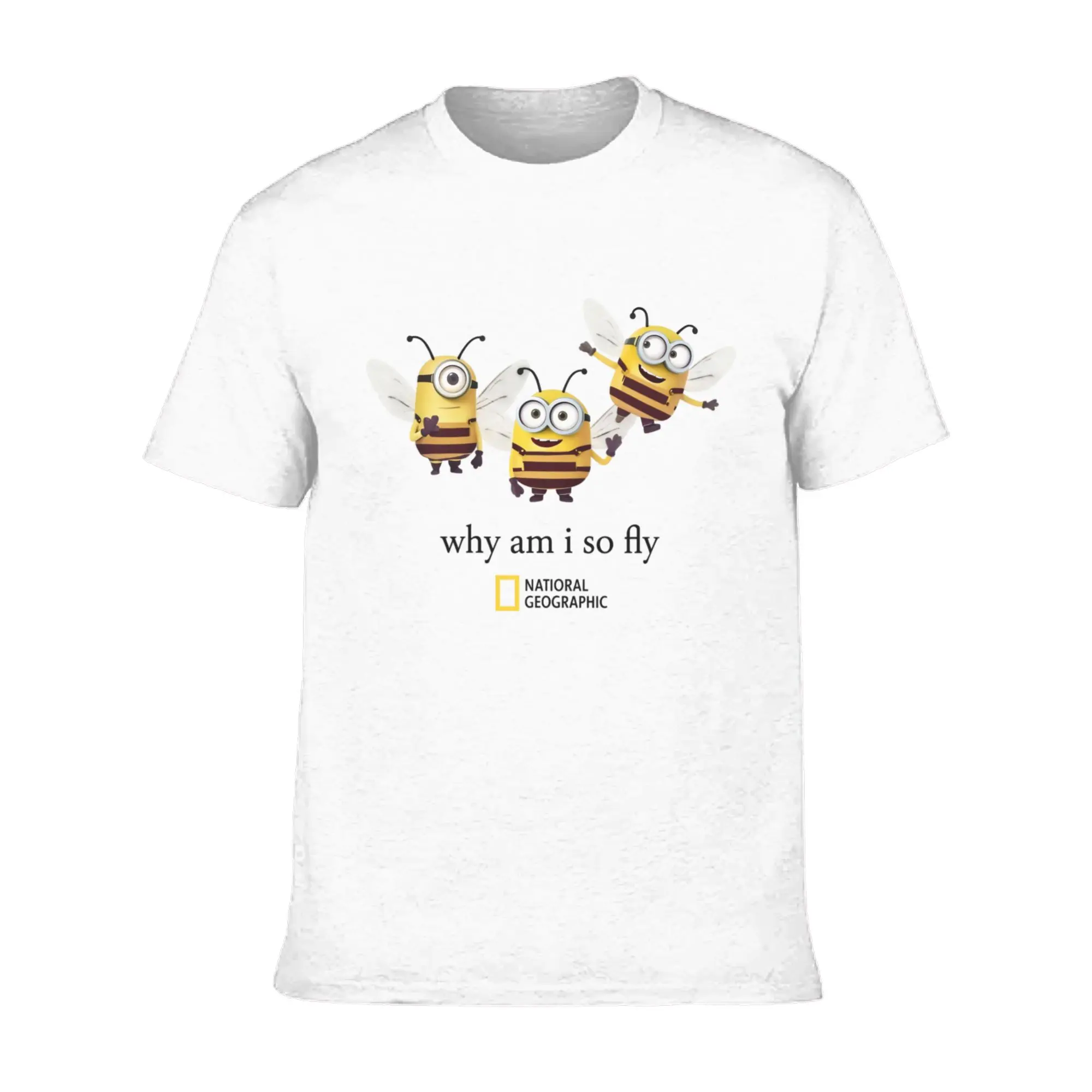 Why Am I So Fly Minion Bee Mashup Viral Meme Parody Unisex Oversized 100 Cotton Crew Neck Graphic Casual Streetwear Shirt For Funny Meme & Cartoon Fans women's