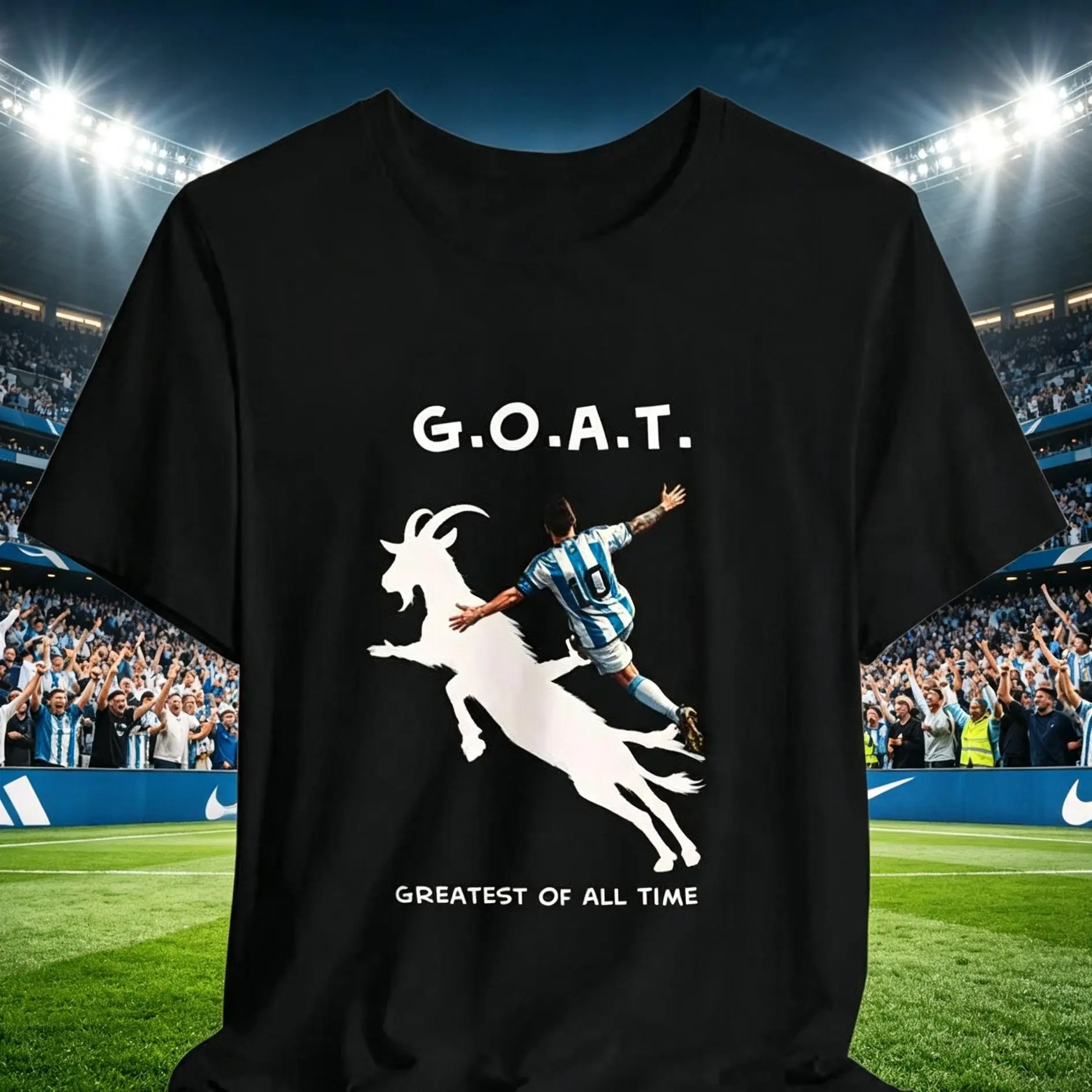 Lionel Messi Graphic T-Shirt - Premium Cotton Argentina Football Legend Tee, Unisex Casual Sports Fan Gift Short Sleeve Top Black
