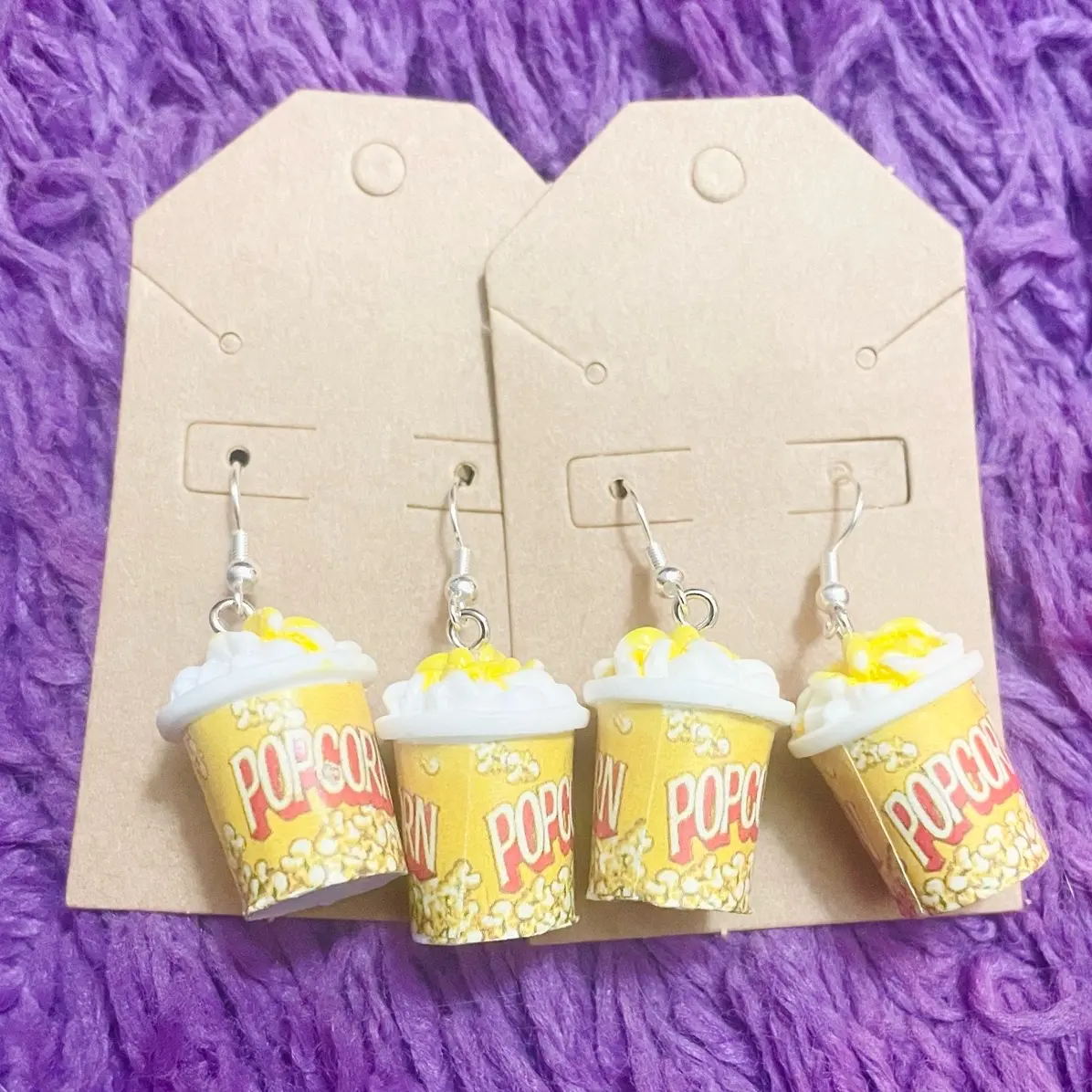 Movie popcorn hook earrings theater gift