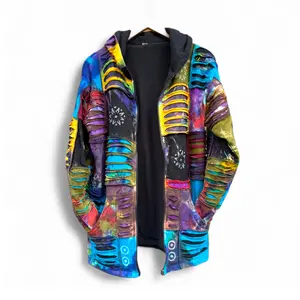 Handmade Organic Cotton Winter Jacket Lined Zipper with Two Pockets Crafted in Nepal Machine Washable Eco Friendly Aesthetic Winter Look