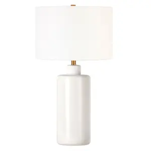 Hampton & Thyme 25" Tall Ceramic Table Lamp with Fabric Shade: Contemporary Design, UL Listed