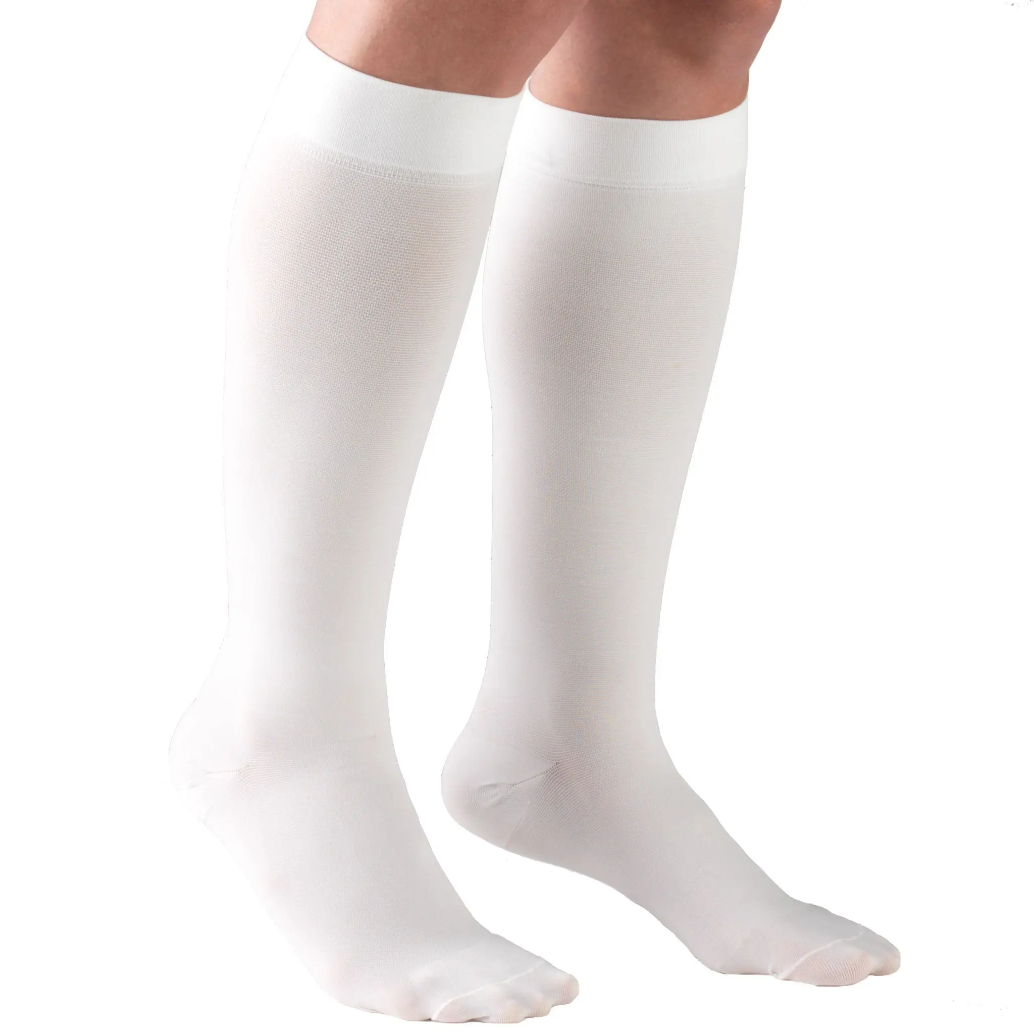 Knee High Compression Stockings, 30-40 mmHg, White (Truform 8845)
