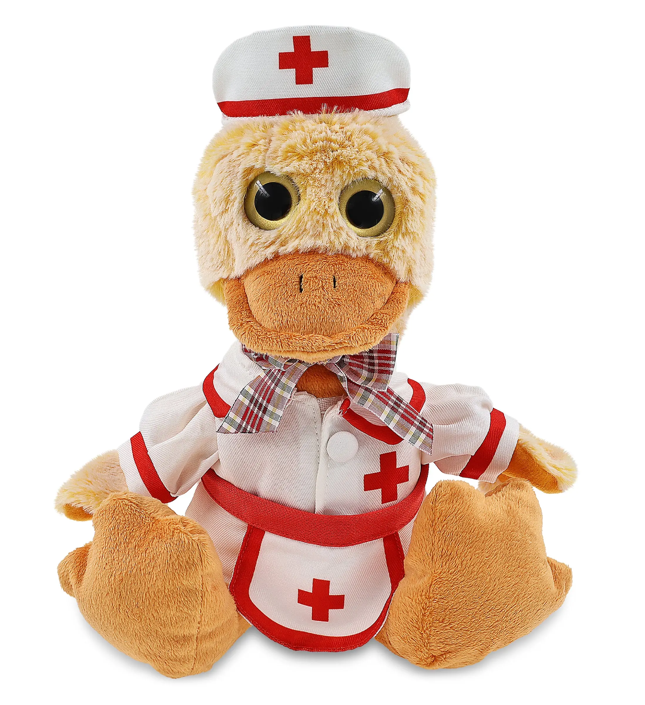 DOLLIBU Super-Soft Plush Sitting Duck Stuffed Toy, Nurse Outfit, Tissue Paper Included, 8Lx8Wx9H Inches Size