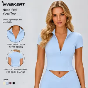 MASKERT Women's Sports Tank Top Zip-Up Buttery Soft Breathable Lightweight Sportwear for Yoga & Workout