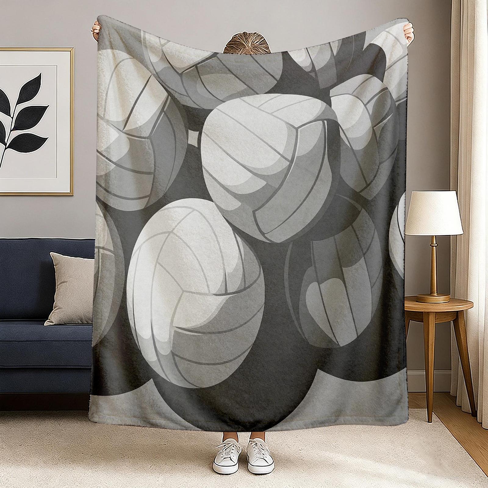 Volleyball Pattern Warm Blanket for Outdoor Sports and Leisure Soft Comfortable Ideal for Sports Enthusiasts and Fans Perfect Christmas or New Year Gift，baseball lover lightweight comfort sofa bed office travel