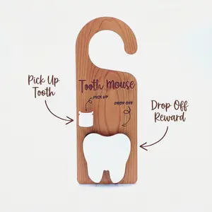 Tooth Fairy / Tooth Mouse Door Hanger – Wooden Door Handle Sign for Tooth Exchange Tradition