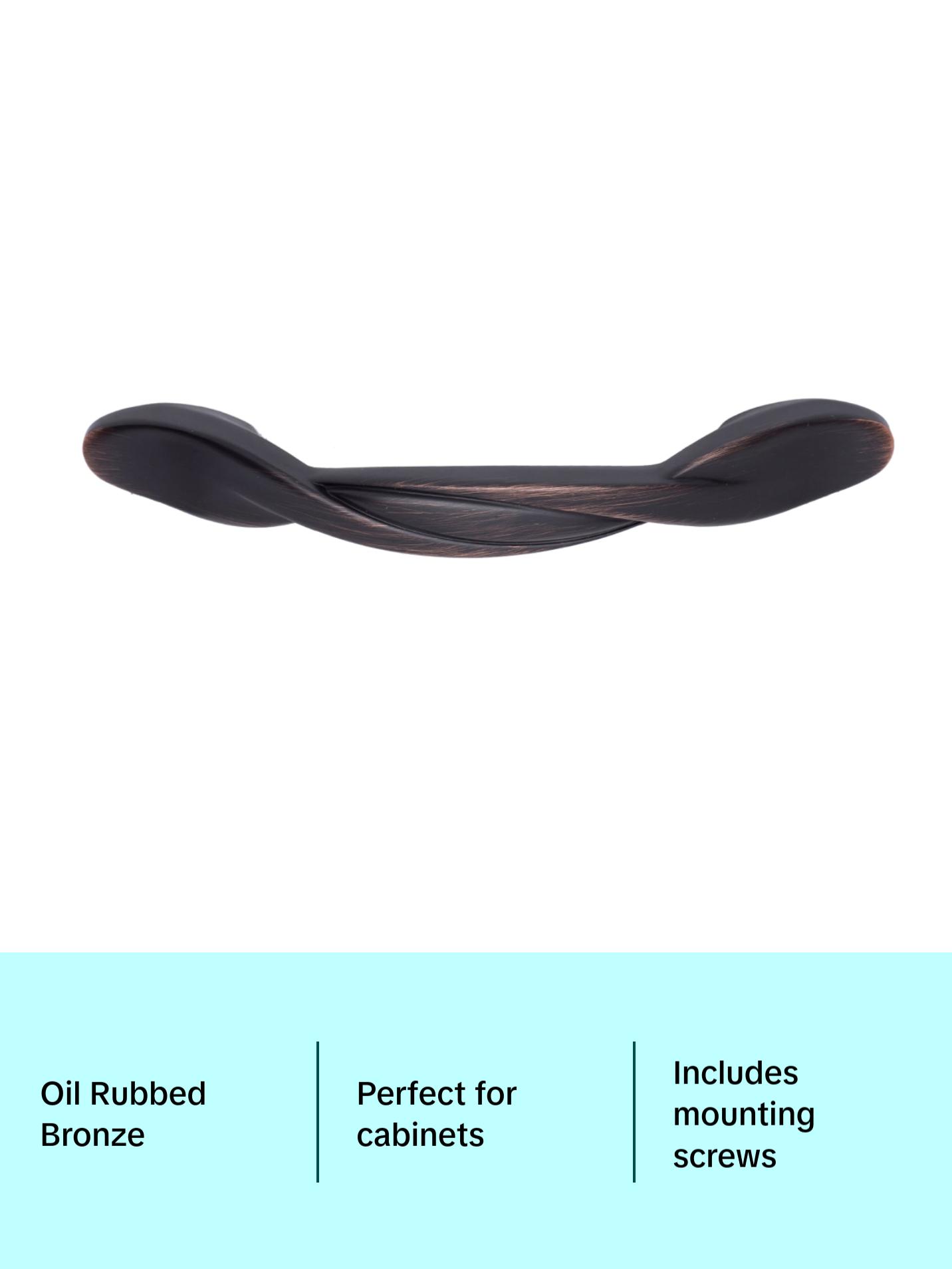 AmazonBasics Twisted Cabinet Handle, 4.5" Length (3" Hole Center), Oil Rubbed Bronze