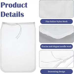 Bags for Cast Iron Juicer Nut Bag Strainer 3 Pack 12" (2 of 12"X10" + 1 of 9") Reusable Nylon Cheese Cloths Fine Mesh Food Strainer Multiple Food Mesh Cold Brew Filter Strainers for Straining