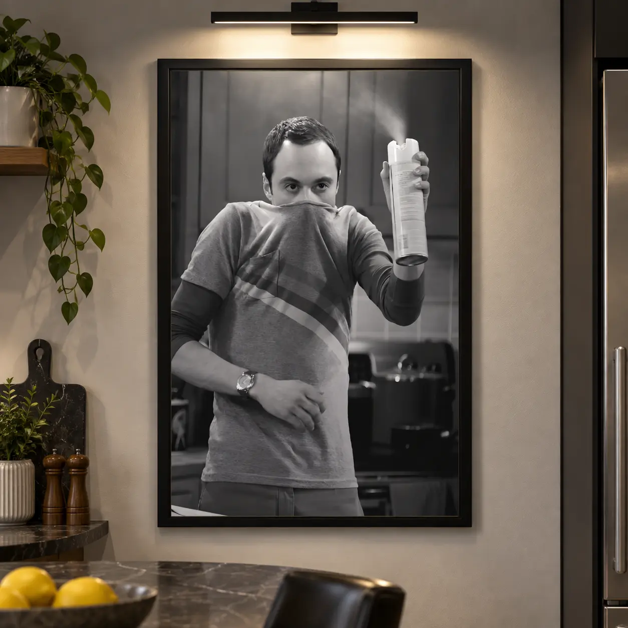 The Big Bang Theory Sheldon Cooper Poster | Funny Black & White TV Show Wall Art, Iconic Comedy Scene Canvas Print for Bedroom, Dorm & Living Room Decor